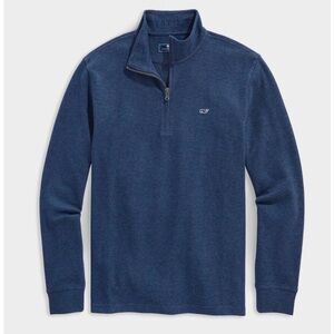 Vineyard Vines Men's Saltwater Quarter-Zip Sweater Deep Bay Blue color Size S